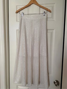 H&M Sparkle A-Line Maxi Skirt — White